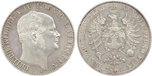 1 Thaler Reino de Prusia (1701-1918) Plata Federico Guillermo IV de Prusia (1795 - 1861)