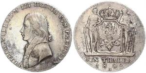 1 Thaler Reino de Prusia (1701-1918) Plata Federico Guillermo III de Prusia (1770 -1840)