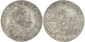 1 Thaler Reino de Prusia (1701-1918) Plata Federico II el Grande (1712 – 1786)