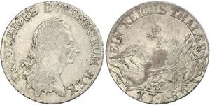 1 Thaler Reino de Prusia (1701-1918) Plata Federico II el Grande (1712 – 1786)