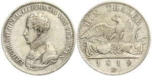 1 Thaler Reino de Prusia (1701-1918) Plata Federico Guillermo III de Prusia (1770 -1840)