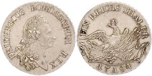 1 Thaler Reino de Prusia (1701-1918) Plata Federico II el Grande (1712 – 1786)