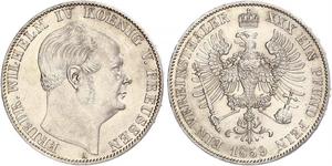 1 Thaler Reino de Prusia (1701-1918) Plata Federico Guillermo IV de Prusia (1795 - 1861)