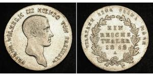 1 Thaler Reino de Prusia (1701-1918) Plata Federico Guillermo III de Prusia (1770 -1840)