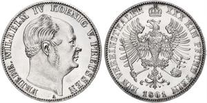 1 Thaler Reino de Prusia (1701-1918) Plata Federico Guillermo IV de Prusia (1795 - 1861)