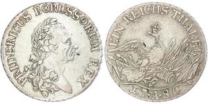 1 Thaler Reino de Prusia (1701-1918) Plata Federico II el Grande (1712 – 1786)