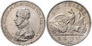 1 Thaler Reino de Prusia (1701-1918) Plata Federico Guillermo III de Prusia (1770 -1840)