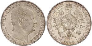 1 Thaler Reino de Prusia (1701-1918) Plata Federico Guillermo IV de Prusia (1795 - 1861)