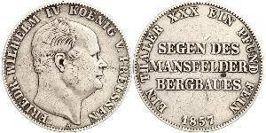 1 Thaler Reino de Prusia (1701-1918) Plata Federico Guillermo IV de Prusia (1795 - 1861)