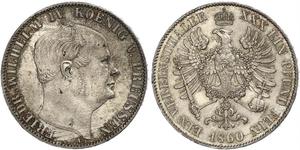 1 Thaler Reino de Prusia (1701-1918) Plata Federico Guillermo IV de Prusia (1795 - 1861)