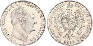 1 Thaler Reino de Prusia (1701-1918) Plata Federico Guillermo IV de Prusia (1795 - 1861)