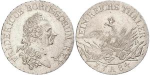 1 Thaler Reino de Prusia (1701-1918) Plata Federico II el Grande (1712 – 1786)