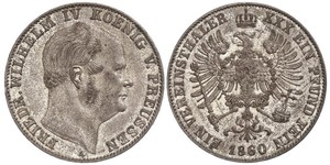 1 Thaler Reino de Prusia (1701-1918) Plata Federico Guillermo IV de Prusia (1795 - 1861)