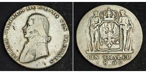 1 Thaler Reino de Prusia (1701-1918) Plata Federico Guillermo III de Prusia (1770 -1840)