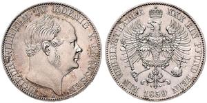 1 Thaler Reino de Prusia (1701-1918) Plata Federico Guillermo IV de Prusia (1795 - 1861)