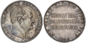 1 Thaler Reino de Prusia (1701-1918) Plata Federico Guillermo IV de Prusia (1795 - 1861)