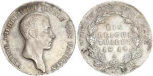 1 Thaler Reino de Prusia (1701-1918) Plata Federico Guillermo III de Prusia (1770 -1840)