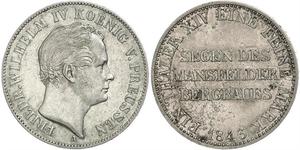 1 Thaler Reino de Prusia (1701-1918) Plata Federico Guillermo IV de Prusia (1795 - 1861)