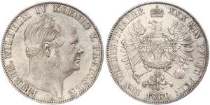 1 Thaler Reino de Prusia (1701-1918) Plata Federico Guillermo IV de Prusia (1795 - 1861)