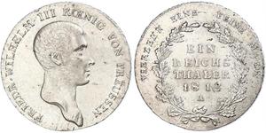 1 Thaler Reino de Prusia (1701-1918) Plata Federico Guillermo III de Prusia (1770 -1840)