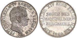 1 Thaler Reino de Prusia (1701-1918) Plata Federico Guillermo IV de Prusia (1795 - 1861)