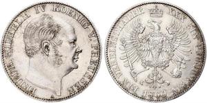 1 Thaler Reino de Prusia (1701-1918) Plata Federico Guillermo IV de Prusia (1795 - 1861)