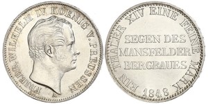 1 Thaler Reino de Prusia (1701-1918) Plata Federico Guillermo IV de Prusia (1795 - 1861)