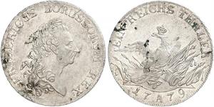 1 Thaler Reino de Prusia (1701-1918) Plata Federico II el Grande (1712 – 1786)