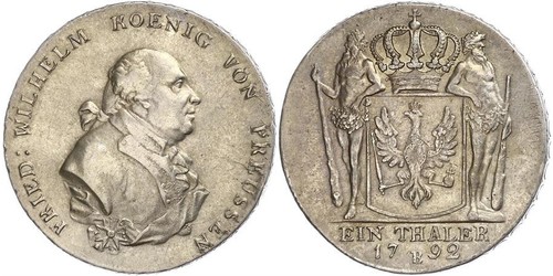 1 Thaler Reino de Prusia (1701-1918) Plata Federico Guillermo II de Prusia