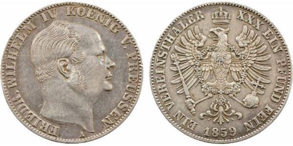 1 Thaler Reino de Prusia (1701-1918) Plata Federico Guillermo IV de Prusia (1795 - 1861)