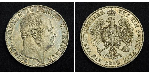 1 Thaler Reino de Prusia (1701-1918) Plata Federico Guillermo IV de Prusia (1795 - 1861)