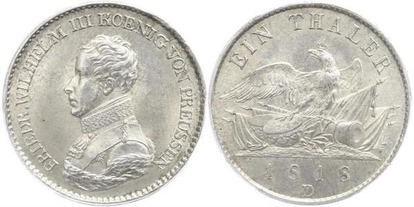 1 Thaler Reino de Prusia (1701-1918) Plata Federico Guillermo III de Prusia (1770 -1840)