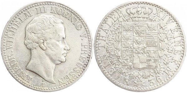 1 Thaler Reino de Prusia (1701-1918) Plata Federico Guillermo III de Prusia (1770 -1840)