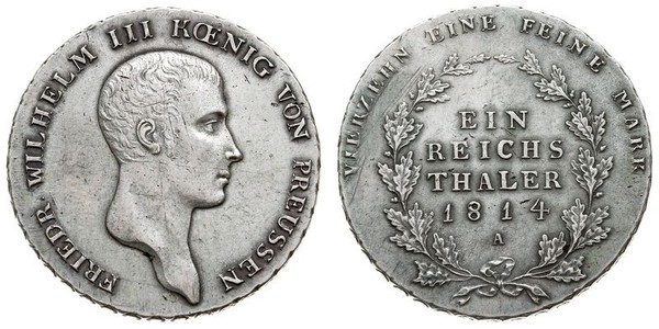 1 Thaler Reino de Prusia (1701-1918) Plata Federico Guillermo III de Prusia (1770 -1840)