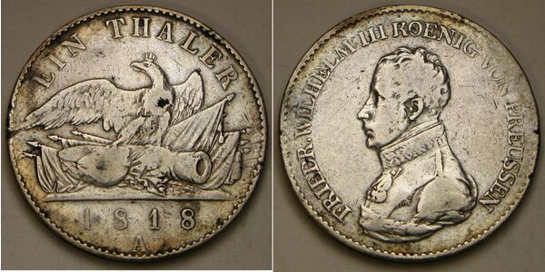 1 Thaler Reino de Prusia (1701-1918) Plata Federico Guillermo III de Prusia (1770 -1840)