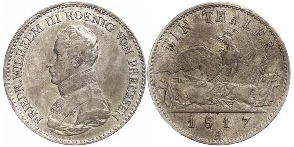 1 Thaler Reino de Prusia (1701-1918) Plata Federico Guillermo III de Prusia (1770 -1840)