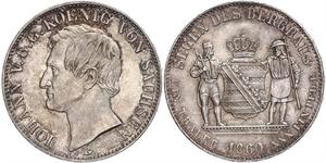 1 Thaler Reino de Sajonia (1806 - 1918) Plata Juan I de Sajonia