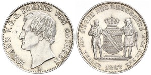 1 Thaler Reino de Sajonia (1806 - 1918) Plata Juan I de Sajonia