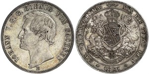 1 Thaler Reino de Sajonia (1806 - 1918) Plata Juan I de Sajonia