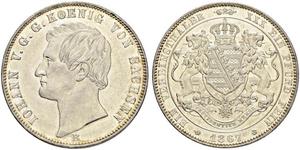 1 Thaler Reino de Sajonia (1806 - 1918) Plata Juan I de Sajonia