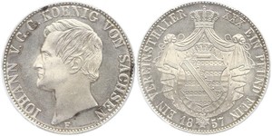 1 Thaler Reino de Sajonia (1806 - 1918) Plata Juan I de Sajonia