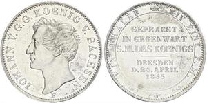 1 Thaler Reino de Sajonia (1806 - 1918) Plata Juan I de Sajonia