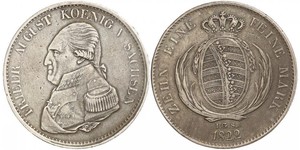 1 Thaler Reino de Sajonia (1806 - 1918) Plata Federico Augusto I de Sajonia