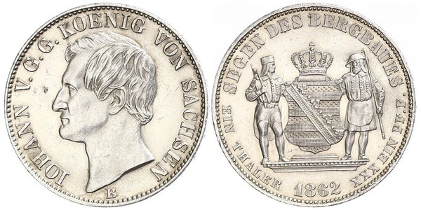 1 Thaler Reino de Sajonia (1806 - 1918) Plata Juan I de Sajonia