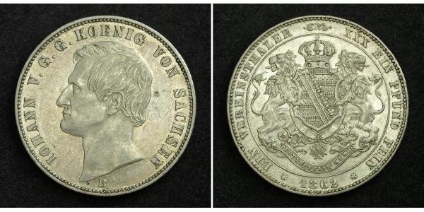 1 Thaler Reino de Sajonia (1806 - 1918) Plata Juan I de Sajonia