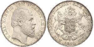 1 Thaler Reino de Wurtemberg (1806-1918) Plata Carlos I de Wurtemberg