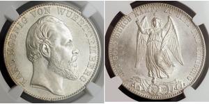 1 Thaler Reino de Wurtemberg (1806-1918) Plata Carlos I de Wurtemberg