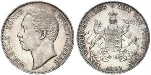 1 Thaler Reino de Wurtemberg (1806-1918) Plata Guillermo I de Wurtemberg