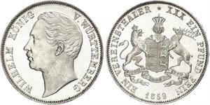 1 Thaler Reino de Wurtemberg (1806-1918) Plata Guillermo I de Wurtemberg