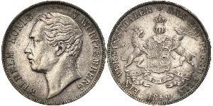 1 Thaler Reino de Wurtemberg (1806-1918) Plata Guillermo I de Wurtemberg